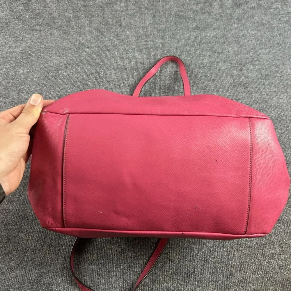 Coach Tote Bag Womens Large Pink Leather Zip Top Shoulder Purse Handbag